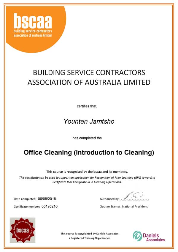 cleaning service certification