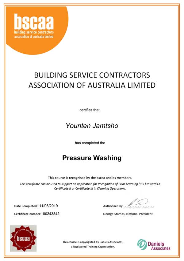 cleaning service certification